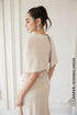 Luxurious beige cape sleeves evening dress